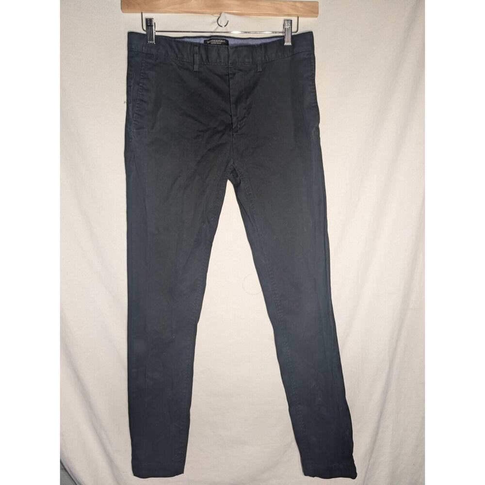 Banana Republic Mens Fulton Chino Skinny Fit Pants Sz 31W X 34L‎ Black Stretch